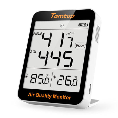 Air Quality Monitor, Indoor Thermometer Portable AQI PM2.5, Temperature, Humidity Detector for Home, Office or School, Air Quality Tester, Battery Powered, Magnetic Suction