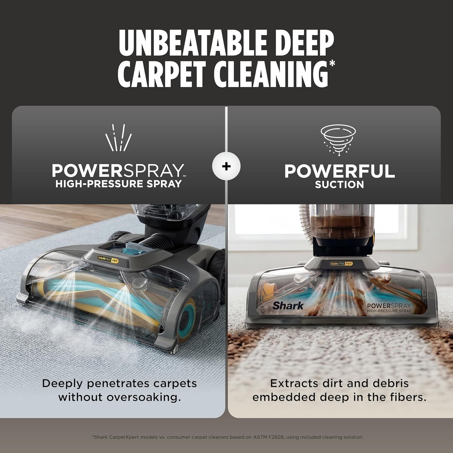 Shark Carpetxpert Hairpro | Upright Carpet, Area Rug & Upholstery Cleaner | Stainstriker Handheld Tough Stain Remover & Onboard Self Clean | Pet Hair Pickup & Odor Removal | 5 Tools | Navy | EX304