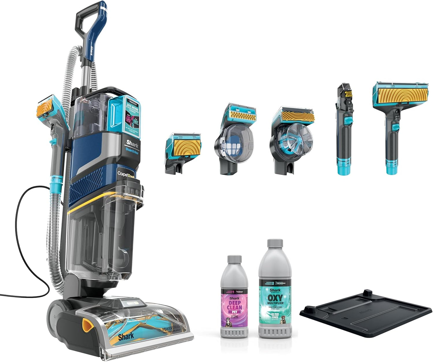 Shark Carpetxpert Hairpro | Upright Carpet, Area Rug & Upholstery Cleaner | Stainstriker Handheld Tough Stain Remover & Onboard Self Clean | Pet Hair Pickup & Odor Removal | 5 Tools | Navy | EX304