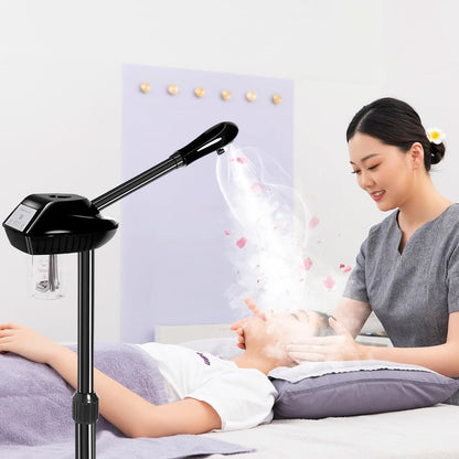 Facial Steamer Professional with More Steam for Deep Cleansing and Hydration, Face Steamer on Wheels with Time Setting, Estheticians Steamer Adjustable Height for Beauty, Spa and Home Use