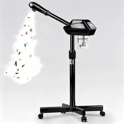 Facial Steamer Professional with More Steam for Deep Cleansing and Hydration, Face Steamer on Wheels with Time Setting, Estheticians Steamer Adjustable Height for Beauty, Spa and Home Use